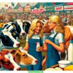 Connecticut A closeup, vibrant, and highly detailed contemporary illustration of a Connecticut Dairy Exposition scene set in 2024. The image features two blonde w (1)