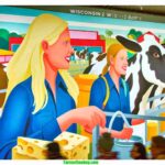 DALL·E 2024 04 22 03.18.53 A vibrant and modern illustrative scene depicting a 2024 Wisconsin Dairy Exposition. The image focuses on two blonde women dairy farmers in close up,