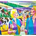 DALL·E 2024 04 22 03.18.55 A vibrant and modern illustrative scene depicting a 2024 Wisconsin Dairy Exposition. The image focuses on two blonde women dairy farmers in close up,