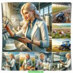 DALL·E 2024 04 22 03.50.47 Create a series of photorealistic images of a fictional blonde woman dairy farmer inspired by the style of the woman in the reference image. Each imag