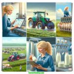 DALL·E 2024 04 22 03.50.51 Create a series of photorealistic images of a fictional blonde woman dairy farmer inspired by the style of the woman in the reference image. Each imag