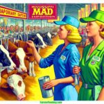 Mississippi USA Dairy Expositions and Dairy Events A vibrant, detailed illustrative scene in the style of a contemporary Mad Magazine, depicting a modern 2024 Mississippi Dairy Exposition. The closeup (1)