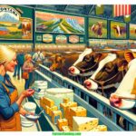 Montana Dairy Festival A vibrant, contemporary illustration of the Montana Dairy Exposition, capturing a modern 2024 scene. The image features close up interactions of blond (1)